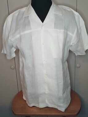 Steve Harvey Celebrity Edition XL Short Sleeve Shirt White Linen (0843G)